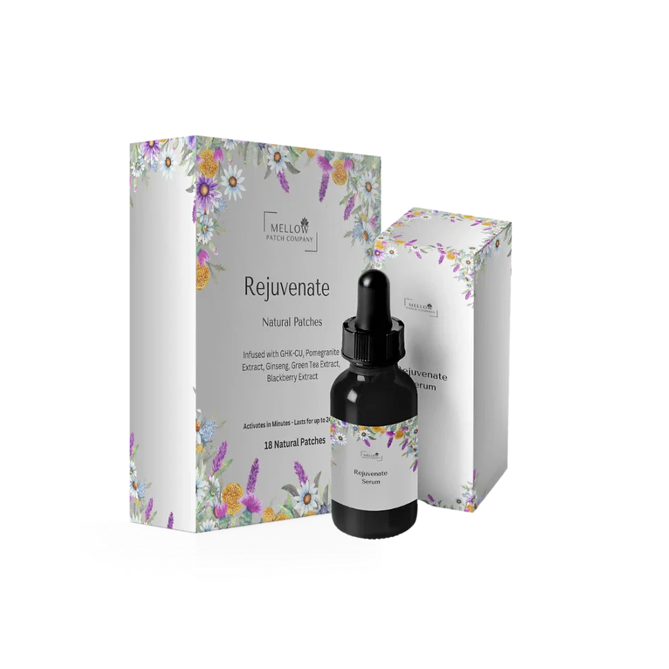 Rejuvenate Duo – patch & serum for skin hydration & radiance
Daily skin support bundle – Mellow Rejuvenate Duo
Rejuvenate Patch & Serum bundle – glowing skin support